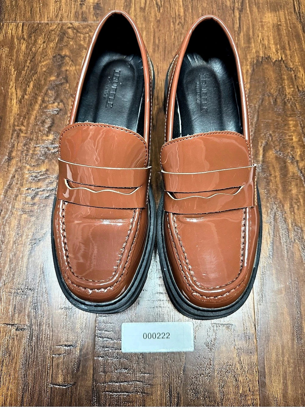 Truffle Collection Women’s Brown Patent Penny Loafers Chunky Lug Sole Size 6 / 3